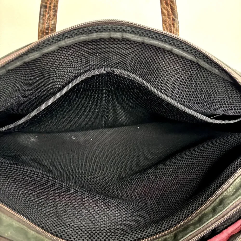 Tusk Computer Brief Messenger Bag Leather Padded Adjustable Strap FLAW READ